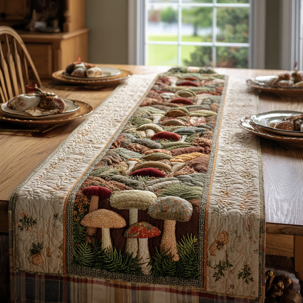 Woodland Shrooms Quilted Table Runner NCU0DV1513
