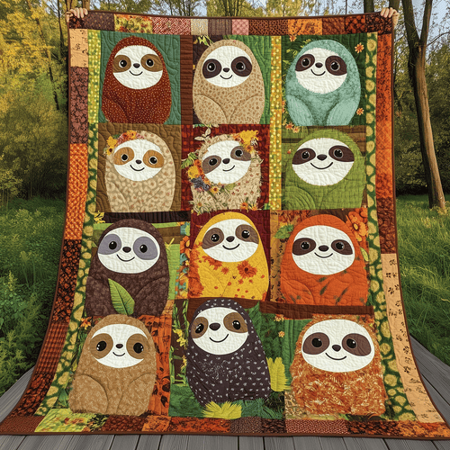 Woodland Sloths Quilted Blanket NCU0TH1407