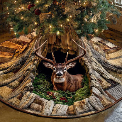 Woodland Stag Christmas Christmas Quilted Tree Skirt NCU0HTT165