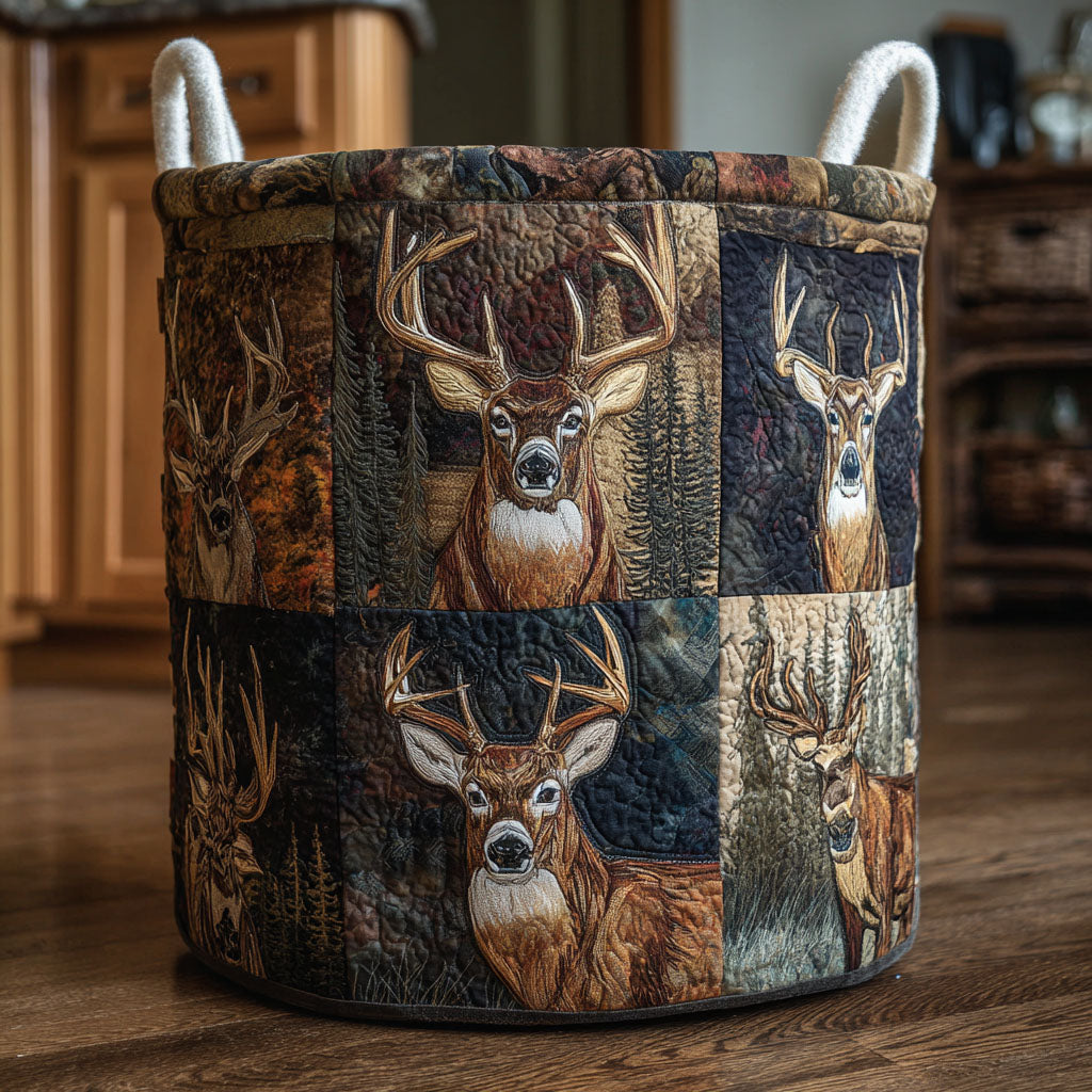 Woodland Stag Quilted Laundry Basket NCU0NNT2812