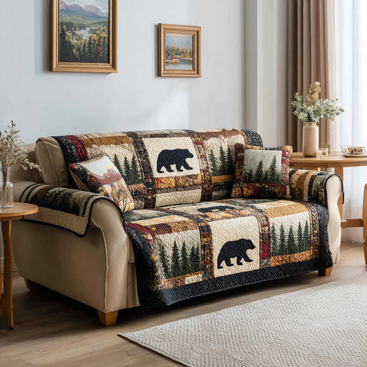 Woodland Stripe Quilted Sofa Cover NCU0LDH620