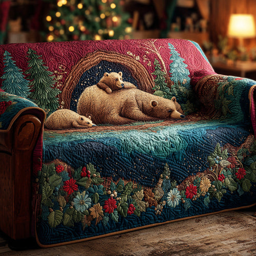 Woodland Wander Bear Quilted Sofa Cover NCU0NTD991