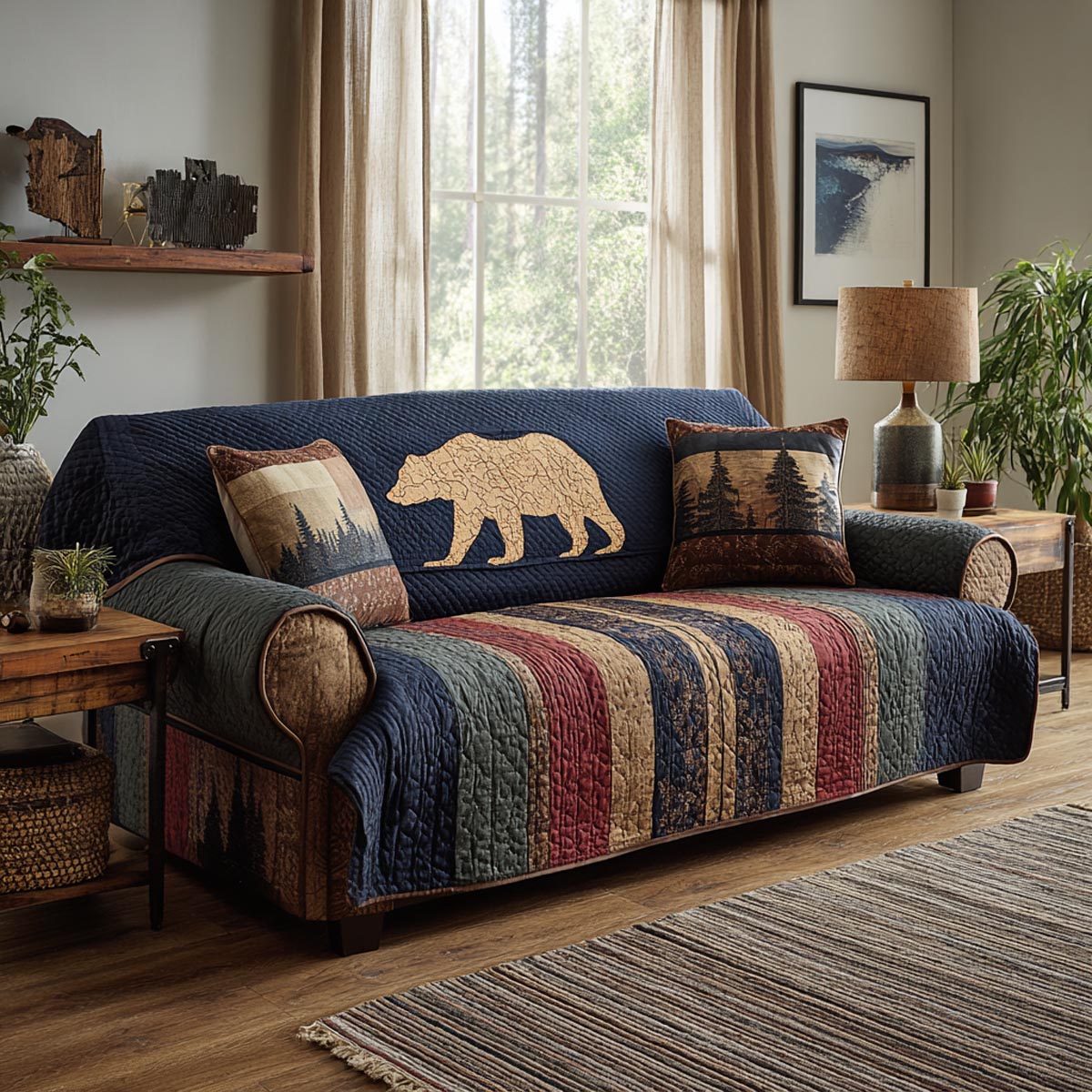 Woodland Watch Quilted Sofa Cover NCU0DV2031