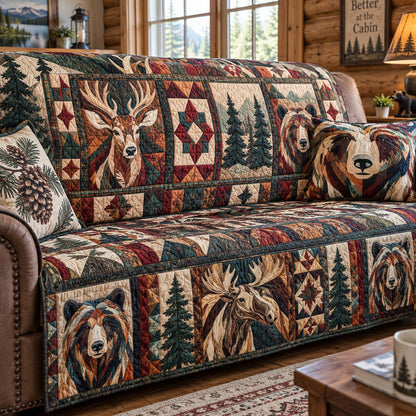 Woodland Wildlife Quilted Sofa Cover NCU0PTT3452