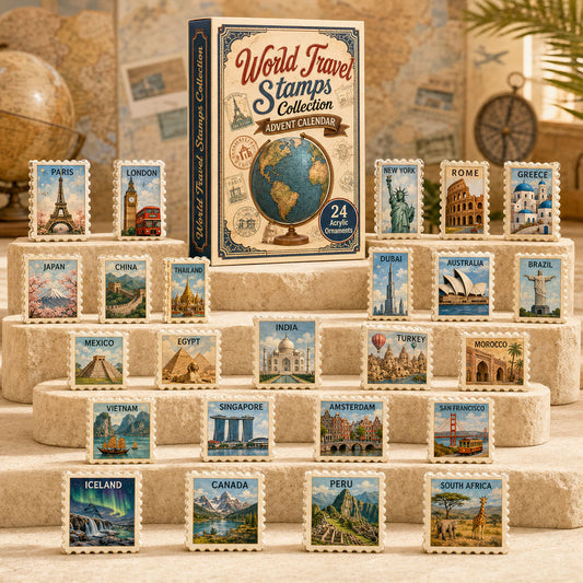 CHRISTMAS KICKOFF 40% OFF - World Famous Stamps Advent Calendar 2026 - 24-Day Festive Countdown, Acrylic Charms Blind Box - Gift For Stamp Lovers AC0TH226