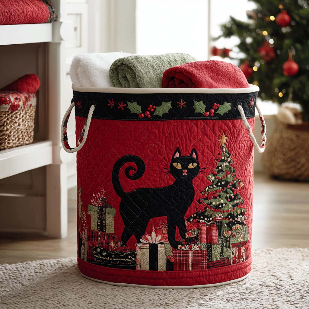 Wrapped in Whiskers Quilted Laundry Basket NCU0PTT1517