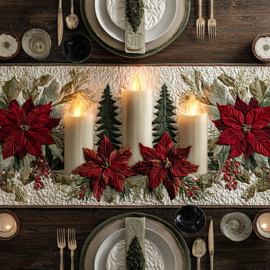 Wreath Candle Quilted Table Runner NCU0HNH410