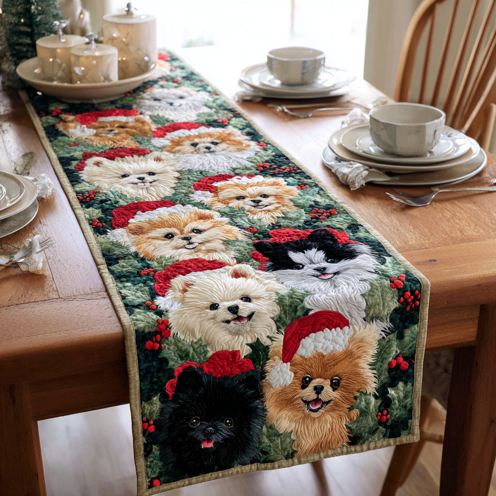 Wreath Pomeranian Quilted Table Runner NCU0HNH573