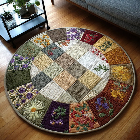 Wreath of Blossoms Quilted Round Mat NCU0PTT655