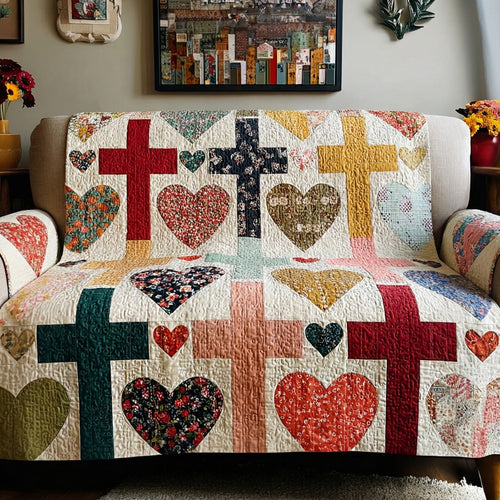 Yes He Loves Me Quilted Sofa Cover NCU0LDH334