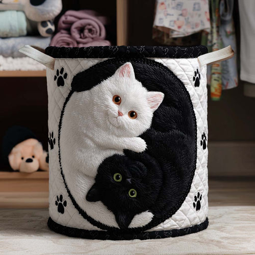 Yin Yang Cats Quilted Laundry Basket NCU0NNT1849