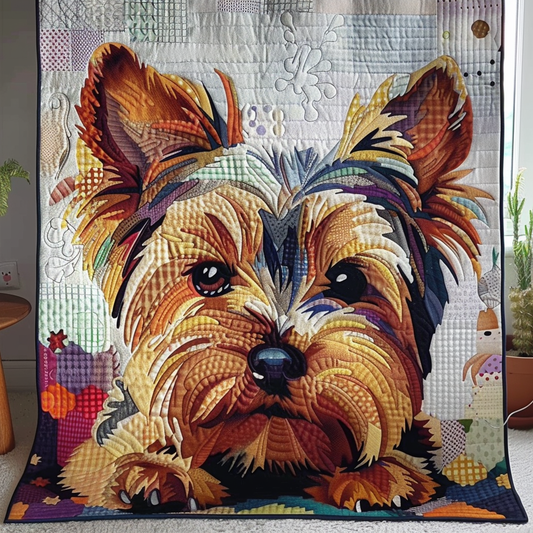Yorkie Bark Quilted Blanket NCU0DV481