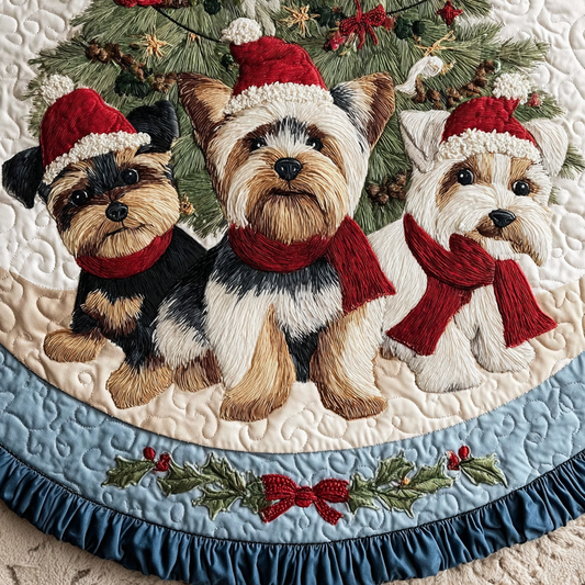 Yorkie Bliss Christmas Quilted Tree Skirt NCU0DDK1471