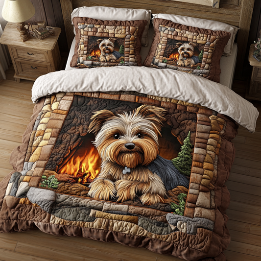 Yorkie Charm 3-Piece Quilted Bedding Set NCU0DV435