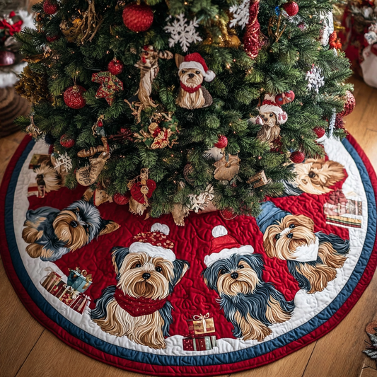 Yorkie Charm Christmas Quilted Tree Skirt NCU0DDK1466
