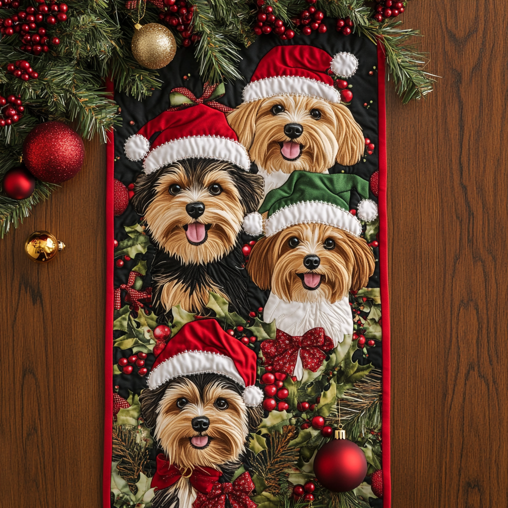 Yorkie Charm Quilted Table Runner NCU0DDK1519