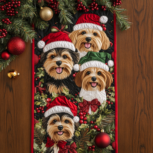 Yorkie Charm Quilted Table Runner NCU0DDK1519