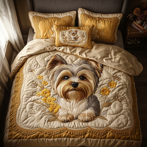 Yorkie Dreams 3-Piece Quilted Bedding Set NCU0DV438