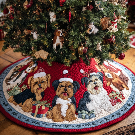 Yorkie Heart Christmas Quilted Tree Skirt NCU0DDK1468