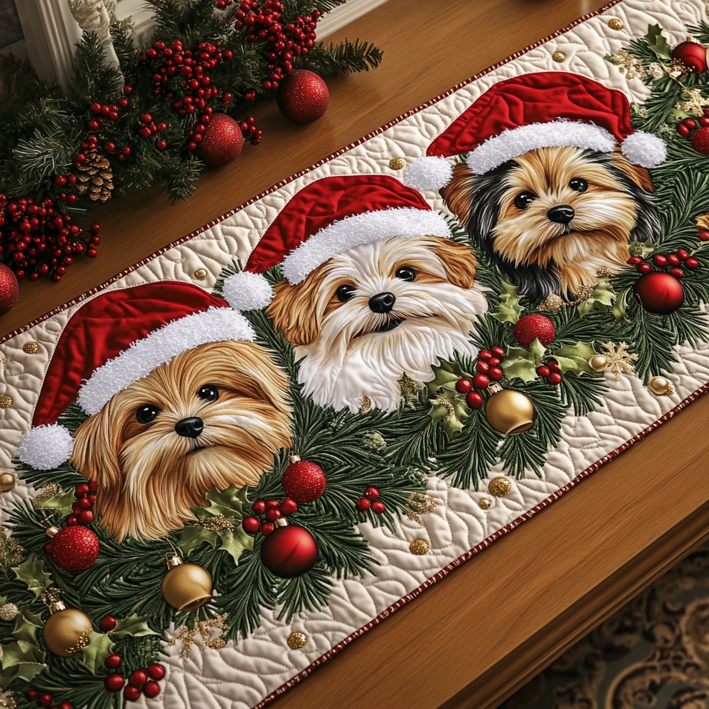 Yorkie Heart Quilted Table Runner NCU0DDK1521