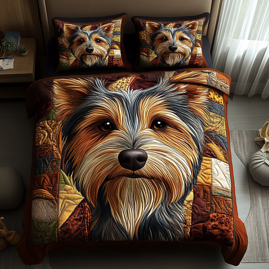 Yorkie Hug 3-Piece Quilted Bedding Set NCU0DV470