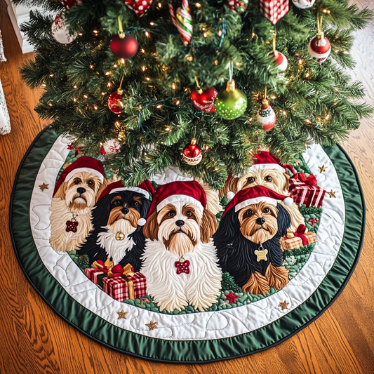 Yorkie Spirit Christmas Quilted Tree Skirt NCU0DDK1467