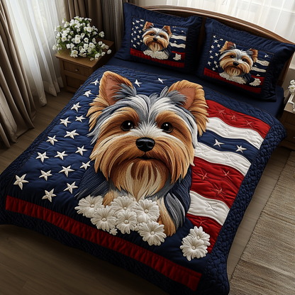 Yorkie World 3-Piece Quilted Bedding Set NCU0DV444