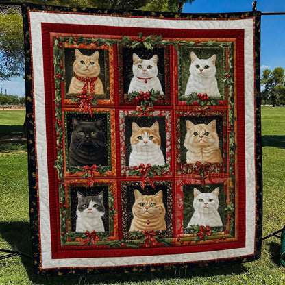 Yuletide Cats Quilted Blanket NCU0TL1684