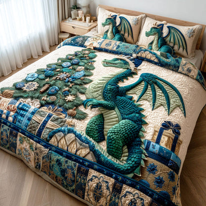 Yuletide Dragon 3-Piece Quilted Bedding Set NCU0NTD547