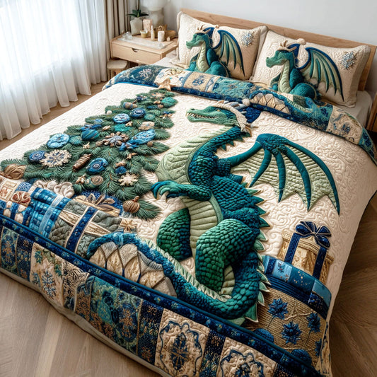 Yuletide Dragon 3-Piece Quilted Bedding Set NCU0NTD547