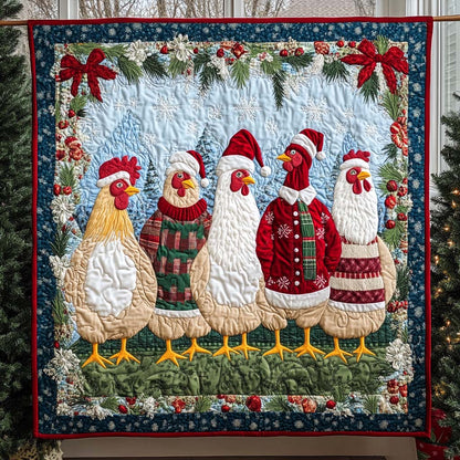 Yuletide Hens Quilted Blanket NCU0NT1986