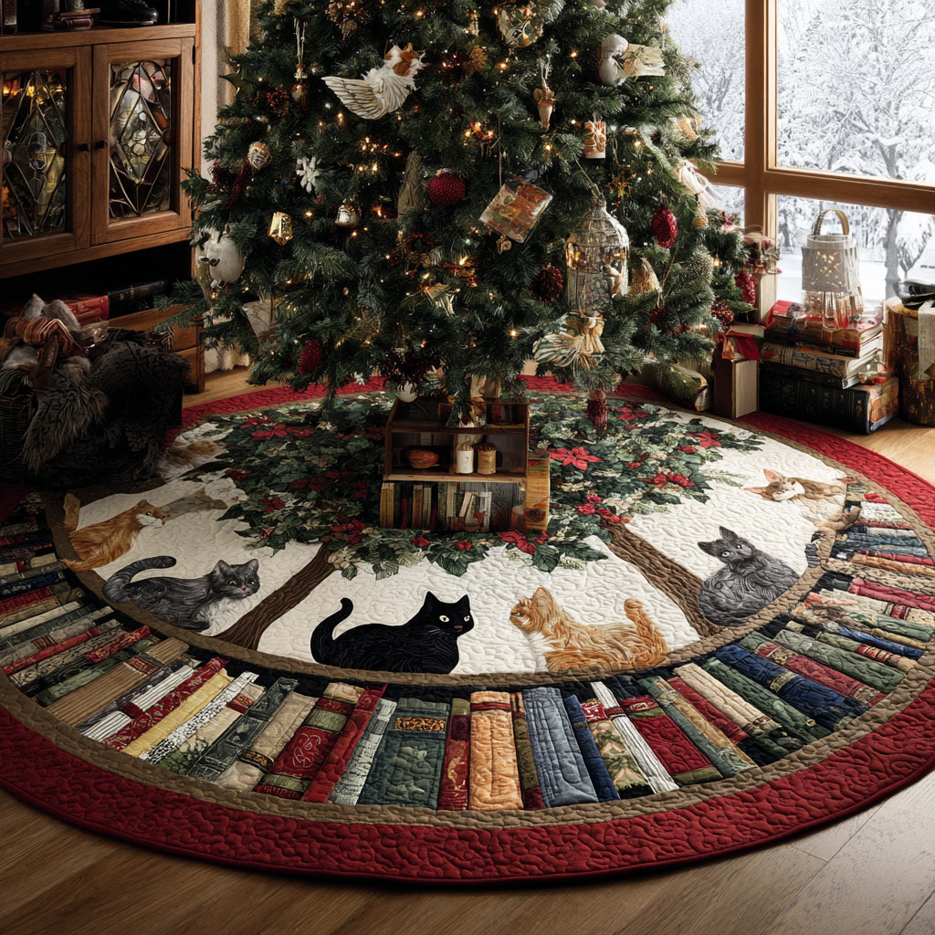 Yuletide Kitty Christmas Quilted Tree Skirt NCU0DV1332