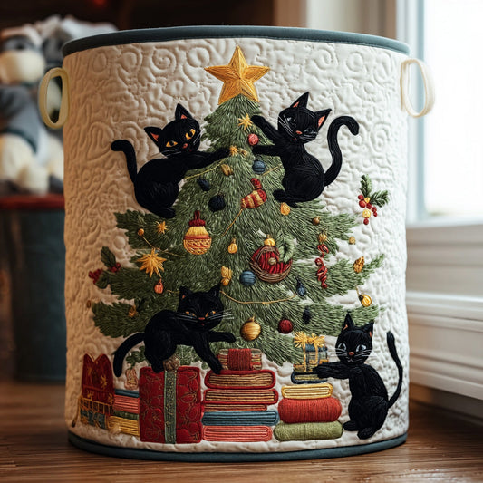 Yuletide Mischief Quilted Laundry Basket NCU0PVL704