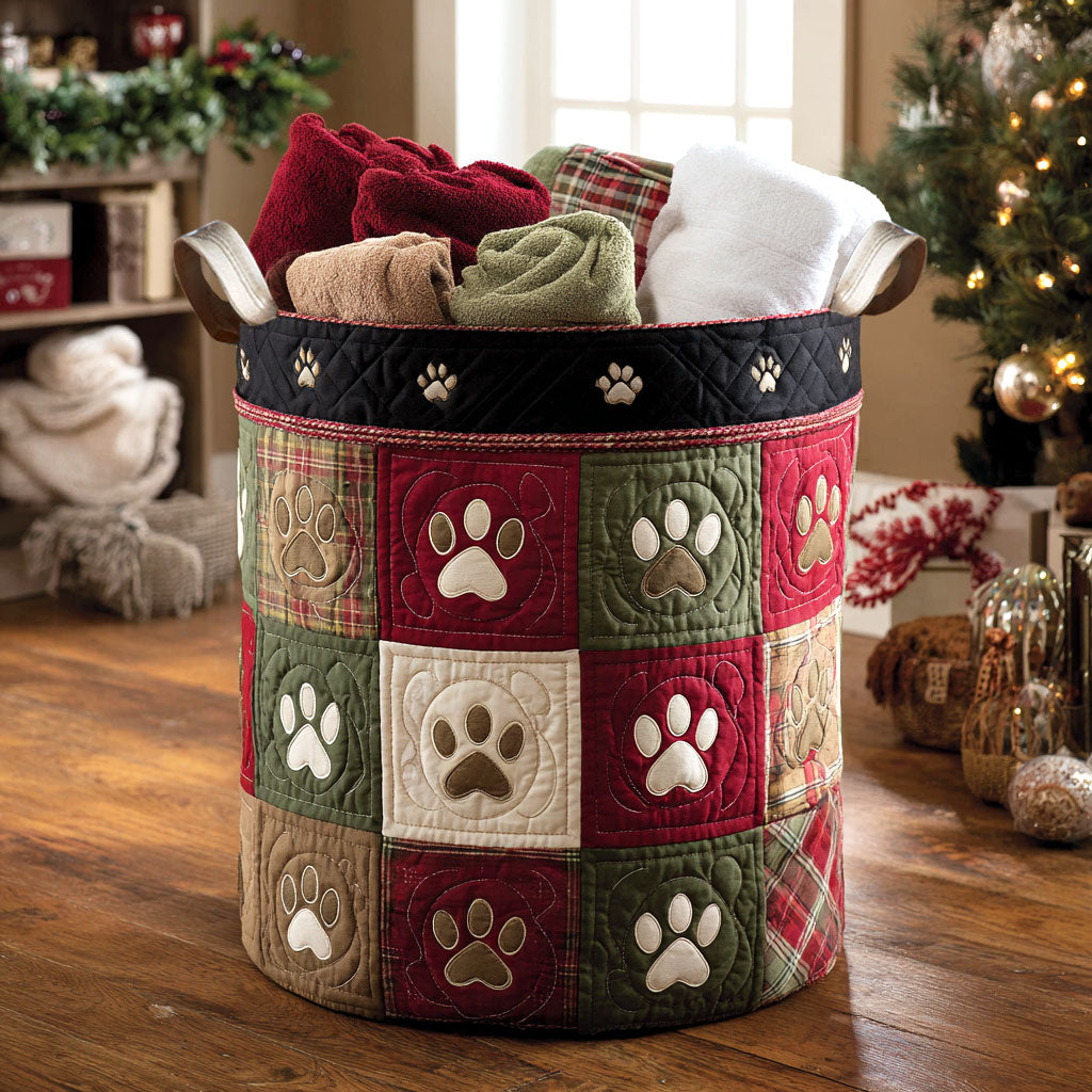 Yuletide Paw Magic Quilted Laundry Basket NCU0NTV608