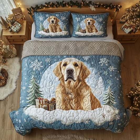 Yuletide Retriever 3-Piece Quilted Bedding Set NCU0PTT1461