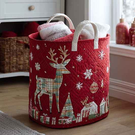 Yuletide Stag Quilted Laundry Basket NCU0PTT1541