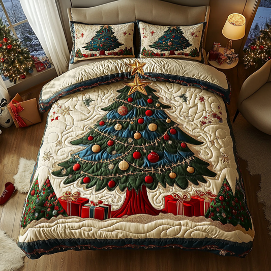 Yuletide Tree Charm 3-Piece Quilted Bedding Set NCU0DDK091
