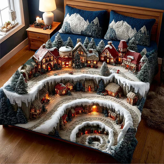 Yuletide Village 3-Piece Quilted Bedding Set NCU0NNL123