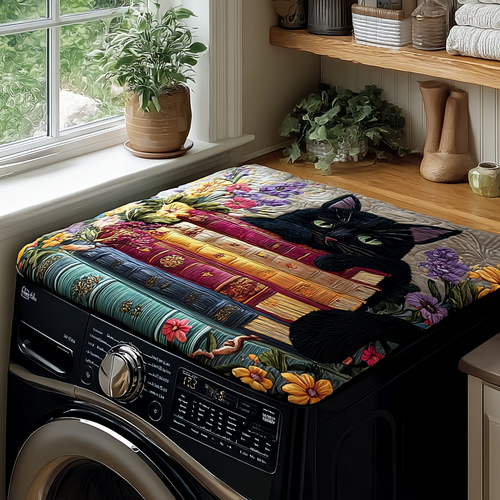 Purring Pages Quilted Washer and Dryer Cover NCU0PVL564