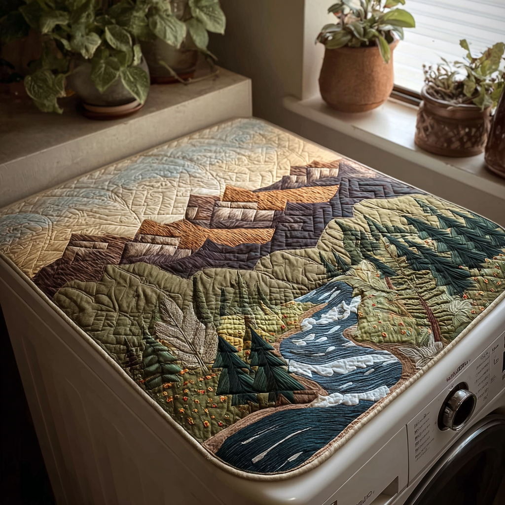 Forest Stream Quilted Washer and Dryer Cover NCU0PVL713