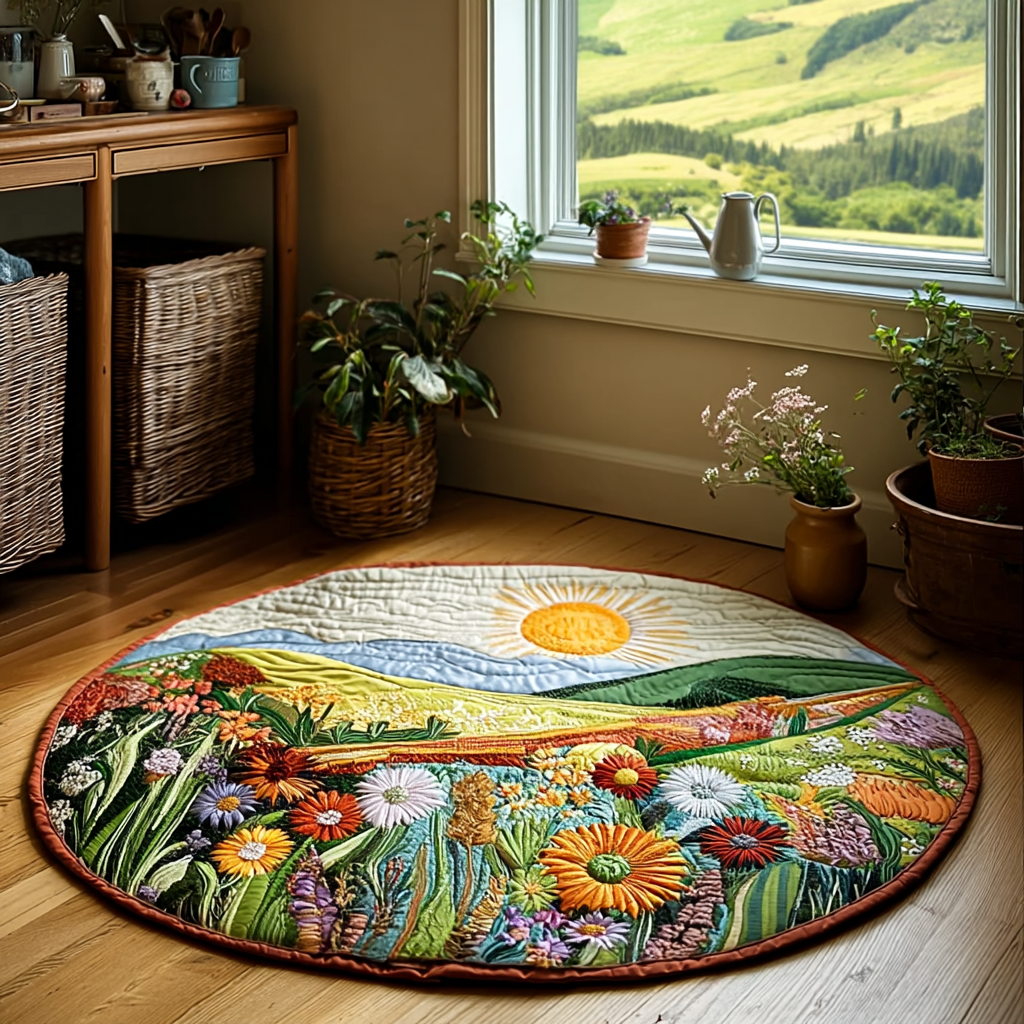 Spring Meadow Quilted Round Mat NCU0PVL364