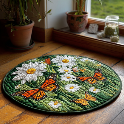 Sunflower Monarchs Quilted Round Mat NCU0PVL406