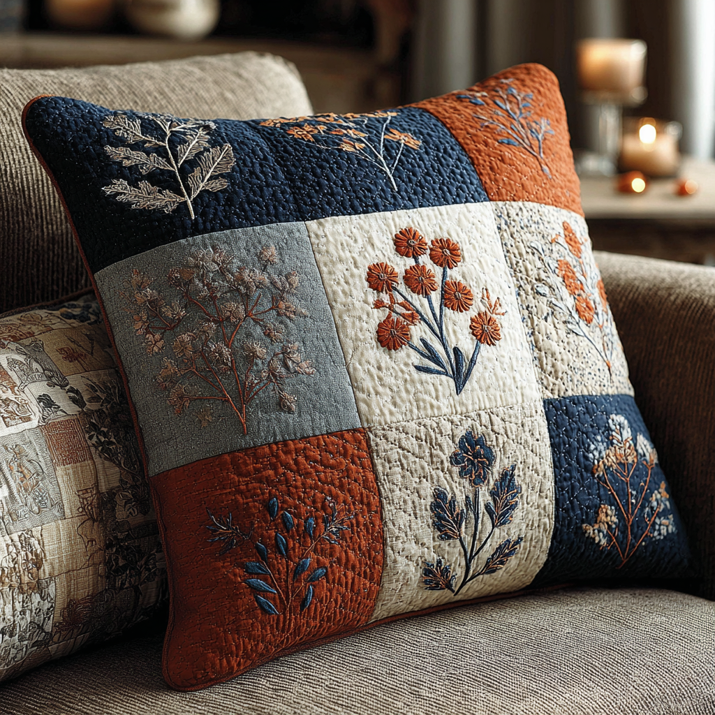 Wildflower Patchwork Quilted Pillow Case NCU0LDH261