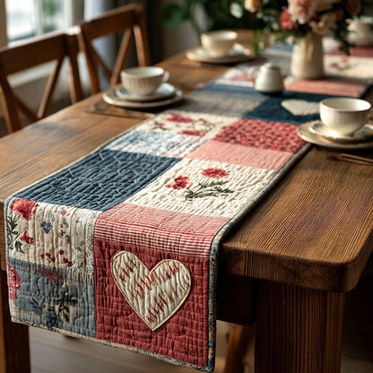 Vintage Blossom Heart Quilted Table Runner NCU0LDH118