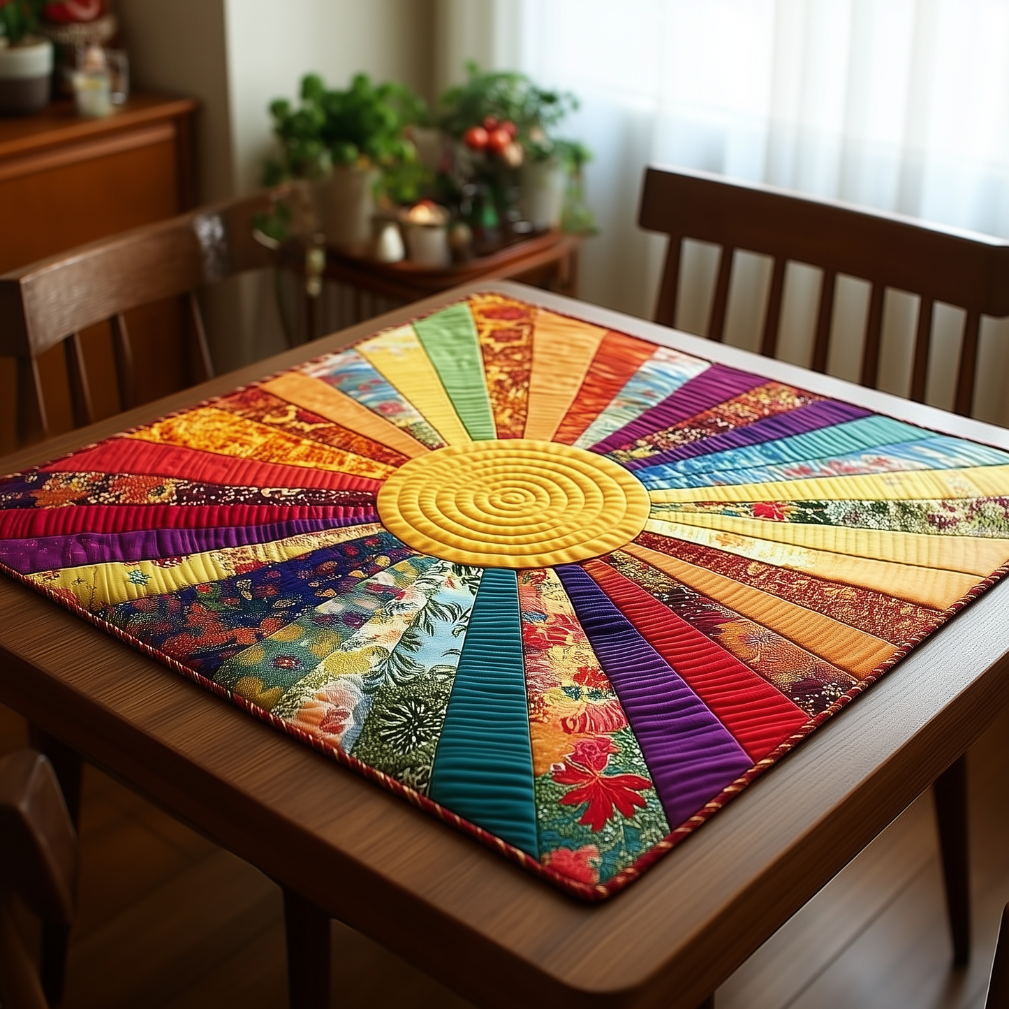 Sunburst Rainbow Quilted Table Topper NCU0HTT013
