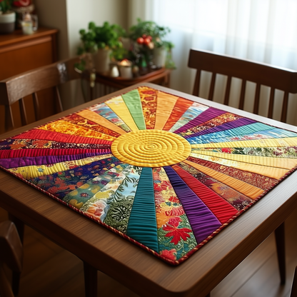 Sunburst Rainbow Quilted Table Topper NCU0HTT013