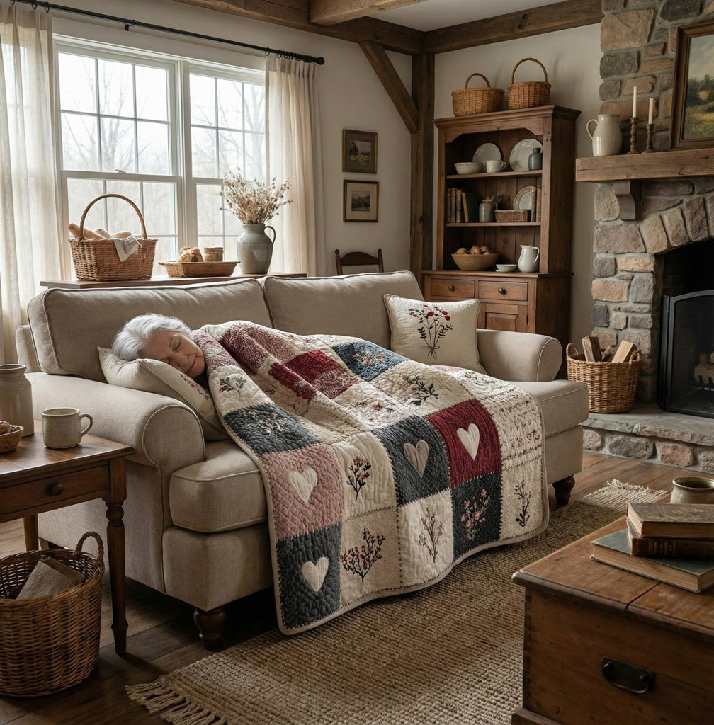 Soft Meadow Hearts Quilted Blanket NCU0LDH259