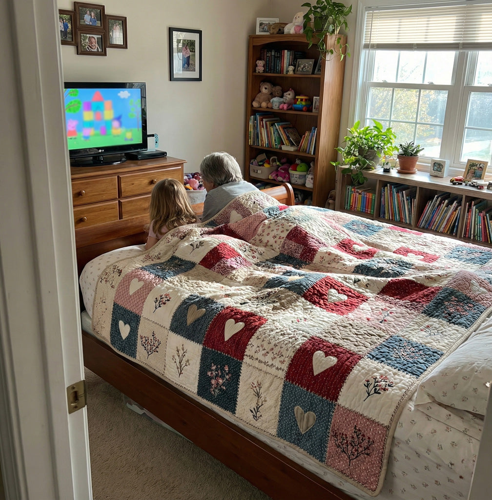 Soft Meadow Hearts Quilted Blanket NCU0LDH259