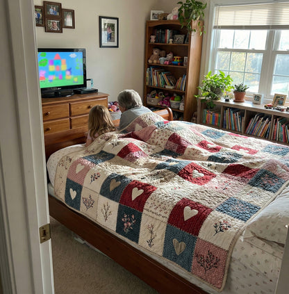 Soft Meadow Hearts Quilted Blanket NCU0LDH259