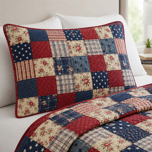 Americana Patchwork Quilted Bedding Pillow Case NCU0DQQ0532